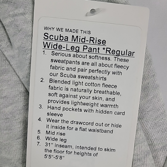 Lululemon Scuba Mid-Rise Wide-Leg Pant Heathered Core Ultra Light Grey Sz S - Picture 3 of 6